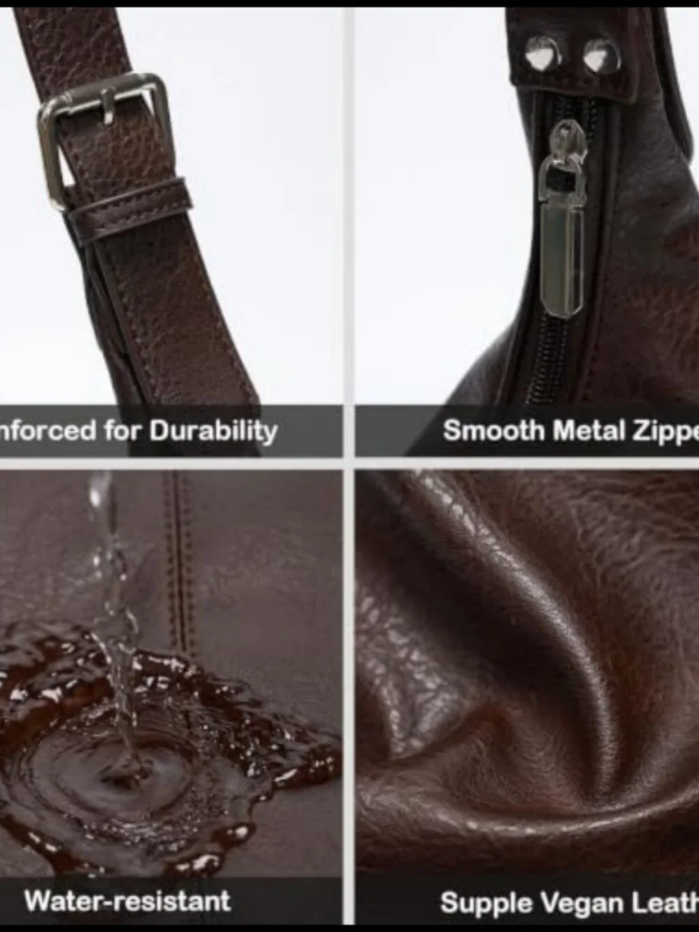 Vegan Leather Hobo Bag Large Slouchy Shoulder Purse Work